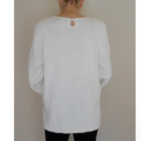 Victoria Harbour vintage 80s off white pear embroidery trim oversized sweater - Picture 4 of 16